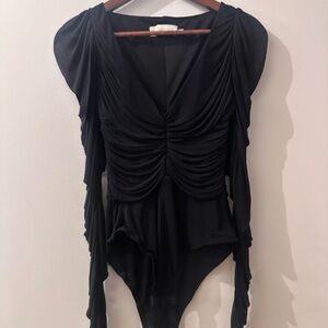 Zimmermann Black Ruched Bodysuit